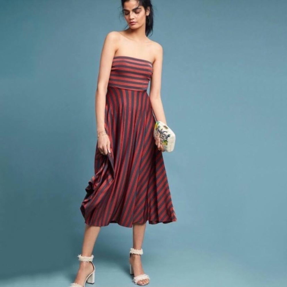 Maeve Anthropologie Penny Size XS Strapless Midi Dress